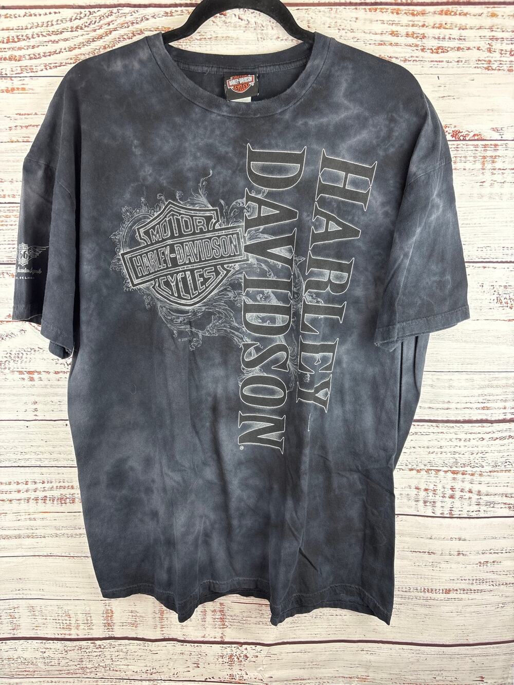 Harley Davidson Black Tie Dye Tulsa Oklahoma Ride A Legend Biker T Shirt Mens XL